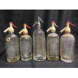BREWERIANA - FIVE SODA SYPHONS comprising those for Corston, Wymondham; Delecta Table Waters,