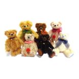 SEVEN HERMANN COLLECTOR'S MINIATURE TEDDY BEARS comprising those for 2000; 2001; 2002; 2003; 2006;