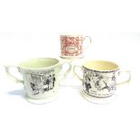 BREWERIANA - THREE UNUSUAL TAUNTON CIDER MUGS comprising one, by Wade, 'for all the help and