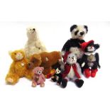 EIGHT HERMANN COLLECTOR'S MINIATURE TEDDY BEARS & SOFT TOYS the largest 12.5cm high.