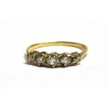 AN OLD CUT DIAMOND FIVE STONE DRESS RING The graduated diamonds measuring approx. central 0.4 cm,