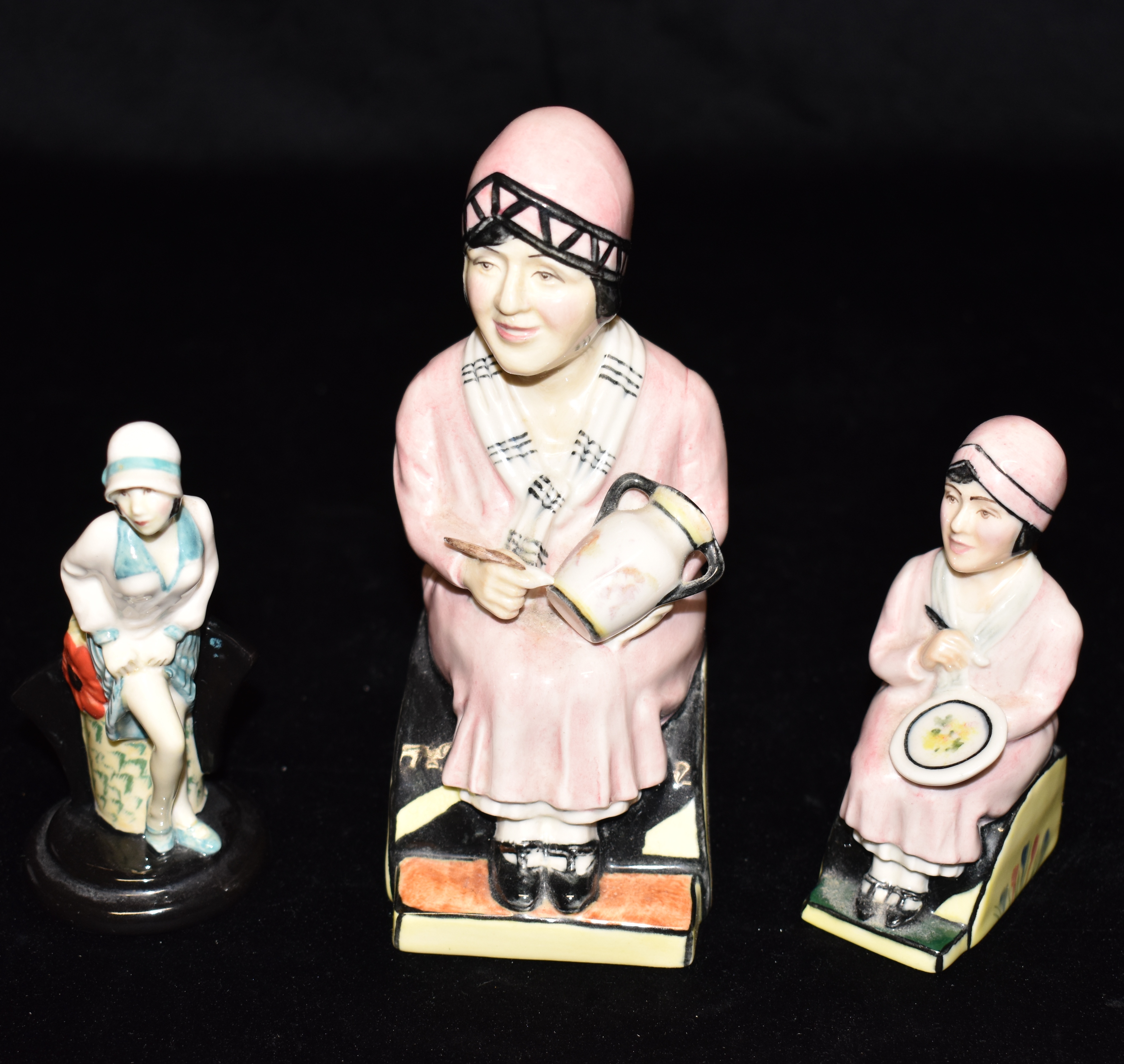 THREE KEVIN FRANCIS FIGURES: 'Little Clarice' numbered 806/2500, a 'Mini Clarice Cliff'