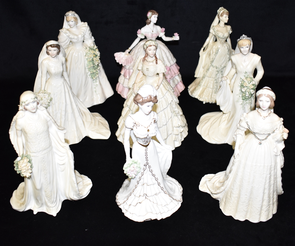 NINE COALPORT LIMITED EDITION FIGURES: 'The Queen' 411/7500, 'Queen Elizabeth the Queen Mother'