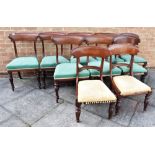 A HARLEQUIN SET OF TEN MATCHED VICTORIAN MAHOGANY DINING CHAIRS each with shaped and carved