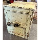 A SMALL VICTORIAN FLOOR SAFE with key, 37cm wide 32cm deep 48cm high Condition Report : working, but