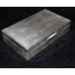 A SILVER BOX OF PLAIN FORM WITH MACHINE PATTERNED LID Inlaid with hardboard, hallmarks for