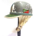 AUTOMOBILIA - AN A.G.V. (ITALY) SCOOTER HELMET continental size 55, white and green, complete with