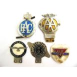 AUTOMOBILIA - FIVE ASSORTED RADIATOR OR BAR BADGES comprising those for the Bentley Drivers Club;