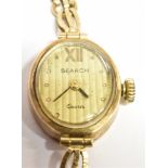 TWO LADIES WRISTWATCHES WITH 9CT GOLD BRACELET STRAPS Rotary dial measurement 1.8 cm X 1.3 cm