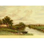 JAMES ORROCK RI (1829-1913) 'Normanton Ferry' Oil on canvas Signed and indistinctly dated lower