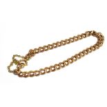 A MARKED 9C ROSE GOLD METAL SMALL CURB LINK BRACELET With safety chain bracelet, length approx. 16.5