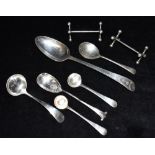 A COLLECTION OF SILVER Comprising a Silver George IV Bright cut tablespoon hallmarked London 1821,