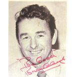 FOOTBALL - BRIAN CLOUGH (ENGLISH, 1935-2004) A black and white printed portrait, signed in red ink '