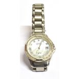 A LADIES CITIZEN ECO-DRIVE BRACELET watch fitted with a Mother of Pearl dial, crystal numerals and