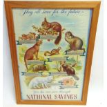 A NATIONAL SAVINGS POSTER 'They all save for the future', depicting British and American wildlife,