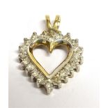 A 9CT YELLOW AND WHITE GOLD DIAMOND OPENWORK HEART PENDANT PIECE the pendant set with twenty small