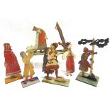 SIX RUSSIAN FRET-CUT & PAINTED PLYWOOD FIGURES early 20th century, the largest 20cm high (all with