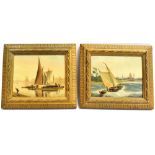 JOHN THOMAS SERRES (1759-1825) Pair of Marine Scenes Oils on panel 14cm x 17.5cm Signed lower