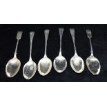 A COLLECTION OF SIX HALLMARKED SILVER TABLESPOONS Weight 454grams, 14.5 Troy oz