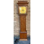 AN EDWARDIAN PROVINCIAL OAK CASED 8-DAY LONGCASE CLOCK the dial with date aperture and Arabic