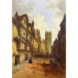 HENRY FOLEY R.A. (1818-1874) Pair of continental street scenes with Cathedrals in distance Oils on