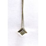 A 9CT WHITE GOLD, DIAMOND PENDANT PIECE AND CHAIN both chain and pendant marked 375, pendant