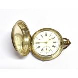 A MARKED 0.875 FULL HUNTER POCKET WATCH (KEY WOUND) The watch with white enamel dial, black roman