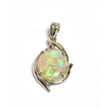 AN 18CT WHITE GOLD AND OPAL PENDANT PIECE the precious opal mounted in a white gold with an open