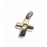 A 9CT WHITE GOLD, DIAMOND SET CROSS PENDANT PIECE the pendant set with small hallmark and set with a