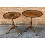 A MAHOGANY WINE TABLE H 54.5cm, togther with another similiar, H 51cm