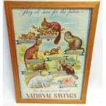 A NATIONAL SAVINGS POSTER 'They all save for the future', depicting British and American wildlife,