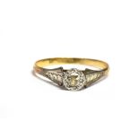 A RETRO ERA DIAMOND SOLITAIRE RING the ring set with a small old cut diamond, set in white metal