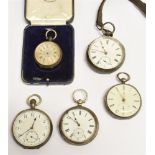 A COLLECTION OF FIVE SILVER OPEN CASED POCKET WATCHES Condition Report : condition variable, sold as