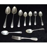 A COLLECTION OF 19TH CENTURY AND LATER HALLMARKED SILVER FLATWARE weight 358grams, 11.5troy ozs