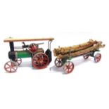 A MAMOD LIVE STEAM TRACTOR & LOG TRAILER fair condition, unboxed. Condition Report : Lacking