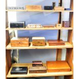 A COLLECTION OF VICTORIAN AND LATER BOXES including artists boxes, jewellery boxes, Sorrento ware