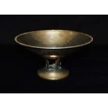 A SILVER PEDESTAL BOWL the bowl with patterned border to the rim and open work pattern to the