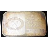 JOHNSON MATTHEY 500 GRAMMES SILVER BULLION 999 the bar weighing 500g, 16 Troy oz Condition
