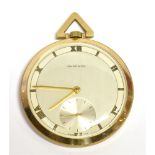 GARRARD & CO LTD A BOXED 9CT GOLD OPEN FACED POCKET WATCH the signed champagne and silvered dial