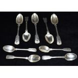 A COLLECTION OF VICTORIAN SILVER THREAD AND KINGS PATTERNED SPOONS comprising six dessert spoons and