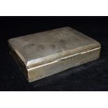 A GEORGE VI SILVER BOX the box of plain form with machine pattern lid, inlaid with hard board and