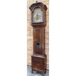 A 19TH CENTURY DUTCH OAK LONGCASE CLOCK the brass dial with plaque to breakarch: 'JOSEPHUS