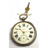 H. STONE LEEDS A LATE VICTORIAN SILVER CASED OPEN FACED POCKET WATCH (key wound), the signed white