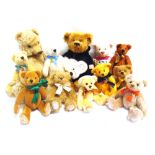 TWELVE DEANS COLLECTOR'S TEDDY BEARS the largest 55cm high.