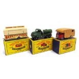 THREE MATCHBOX 1-75 SERIES DIECAST MODEL VEHICLES comprising a No.74, Mobile Canteen, cream with a