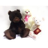 THREE CHARLIE BEARS SOFT TOYS including an Isabelle Collection teddy bear, the largest 40cm high.