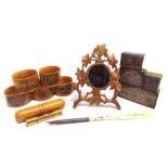 ASSORTED COLLECTABLES comprising a Black Forest carved wood pocket watch stand, overall 13.5cm high;