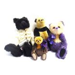 FOUR COTSWOLD BEAR CO. COLLECTOR'S TEDDY BEARS the largest 43cm high, three of them with draw-string