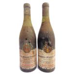 RED WINE - TWO BOTTLES comprising Chambolle-Musigny, 1959, one bottle; and Chambolle-Musigny