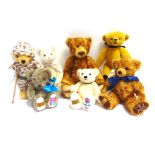 SEVEN MERRYTHOUGHT COLLECTOR'S TEDDY BEARS including a 'Help for Heroes Soldier Bear', the largest